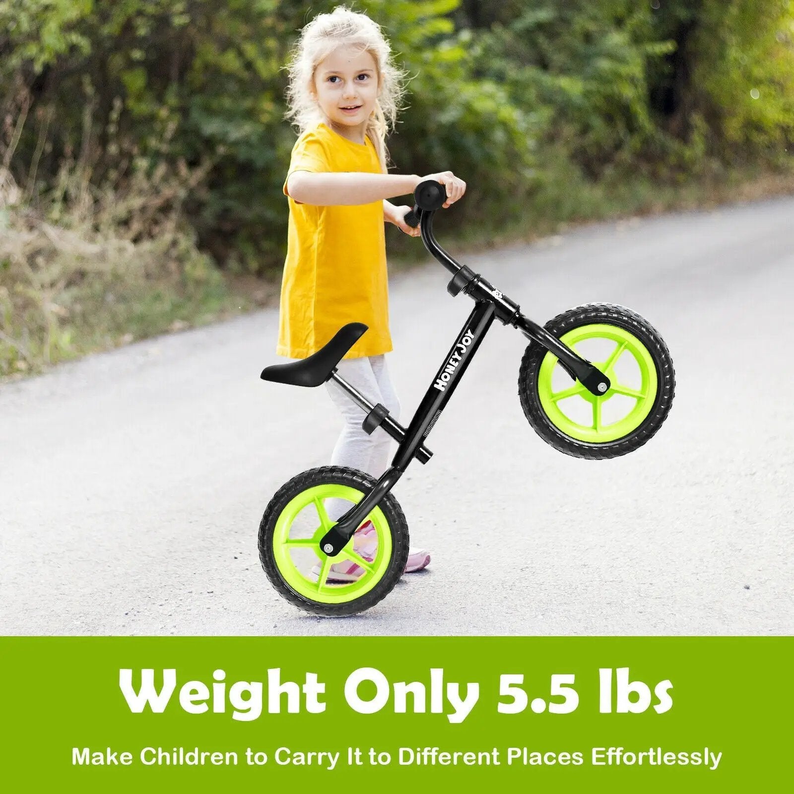 Kids No Pedal Balance Bike with Adjustable Handlebar and Seat-Black by DirectDeals