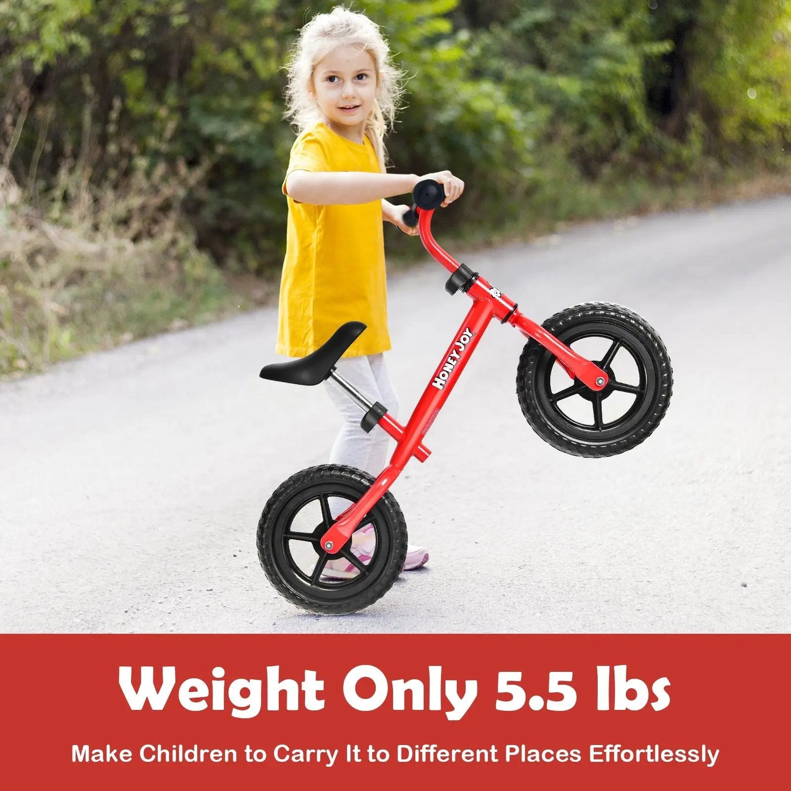 Kids No Pedal Balance Bike with Adjustable Handlebar and Seat-Red by DirectDeals