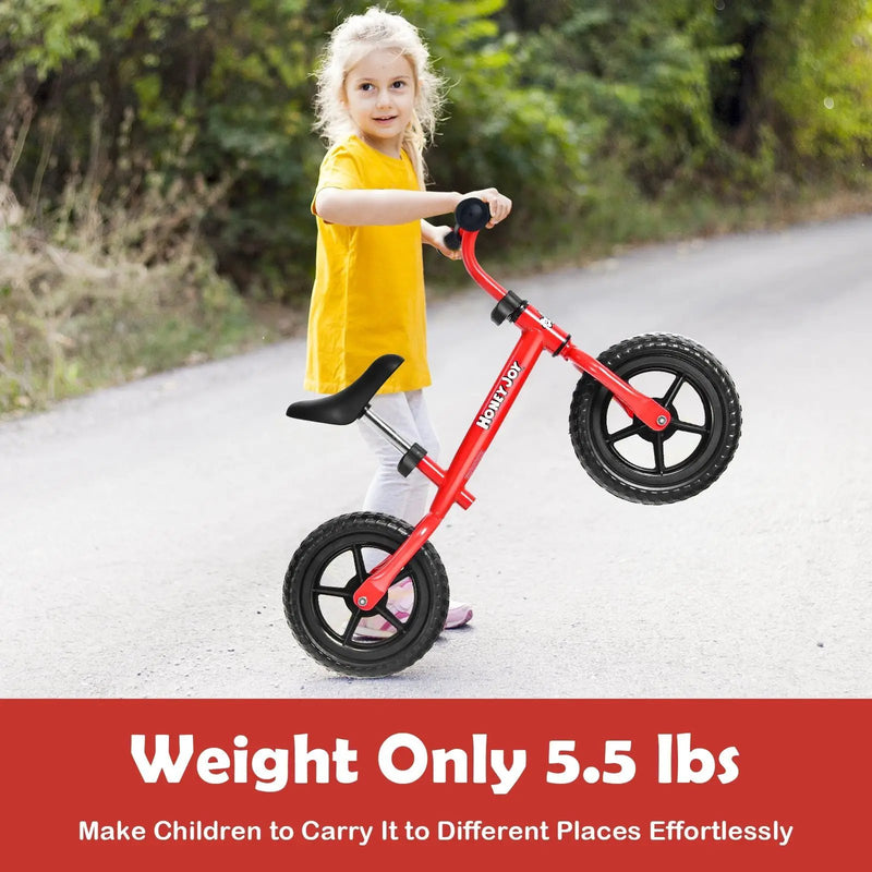 Kids No Pedal Balance Bike with Adjustable Handlebar and Seat-Red by DirectDeals