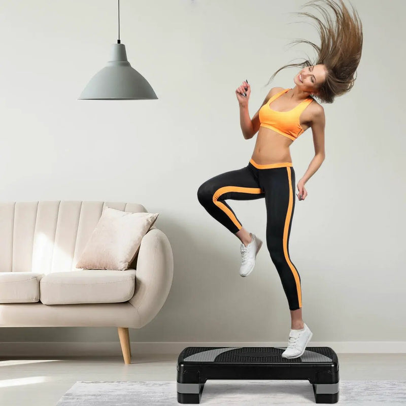 31 Inch Adjustable Exercise Aerobic Stepper with Non-Slip Pads-Gray by DirectDeals