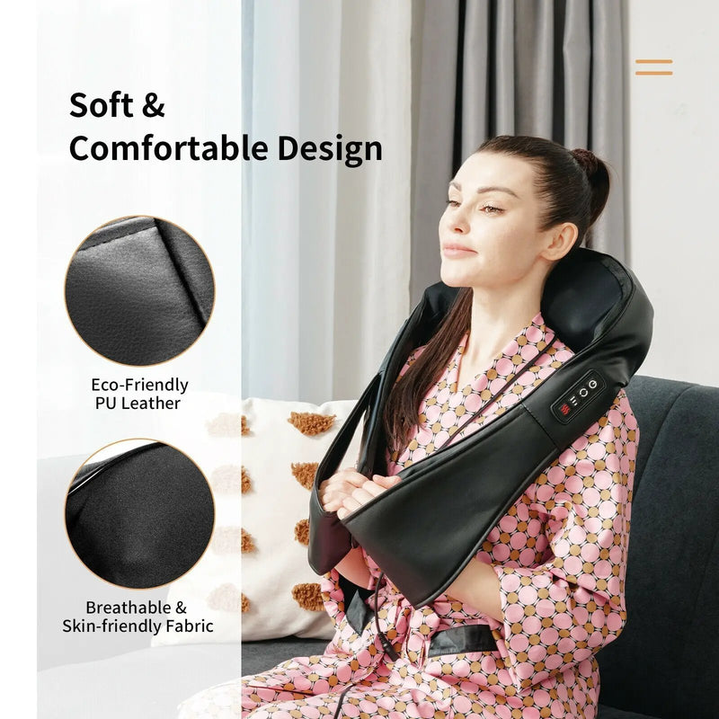 Shiatsu Neck Massager with Heat and Deep Tissue 3D-Kneading-Black by DirectDeals