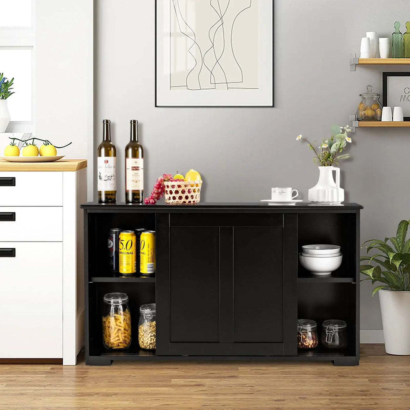 Kitchen Storage Cabinet with Wood Sliding Door by DirectDeals