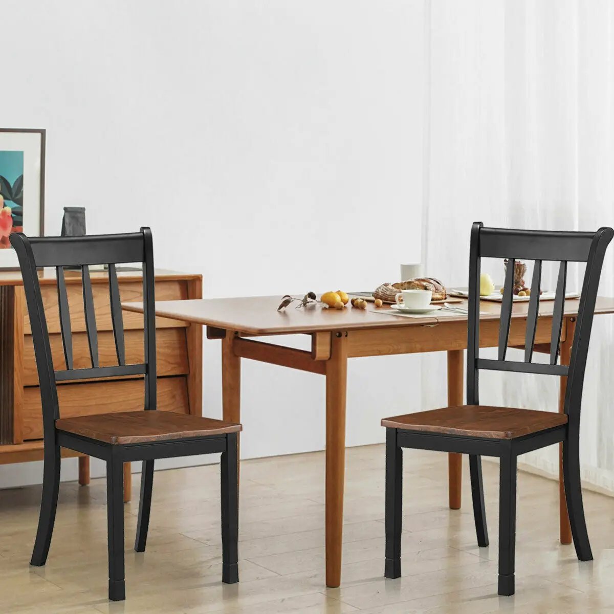 2 Pieces Solid Whitesburg Spindle Back Wood Dining Chairs by DirectDeals