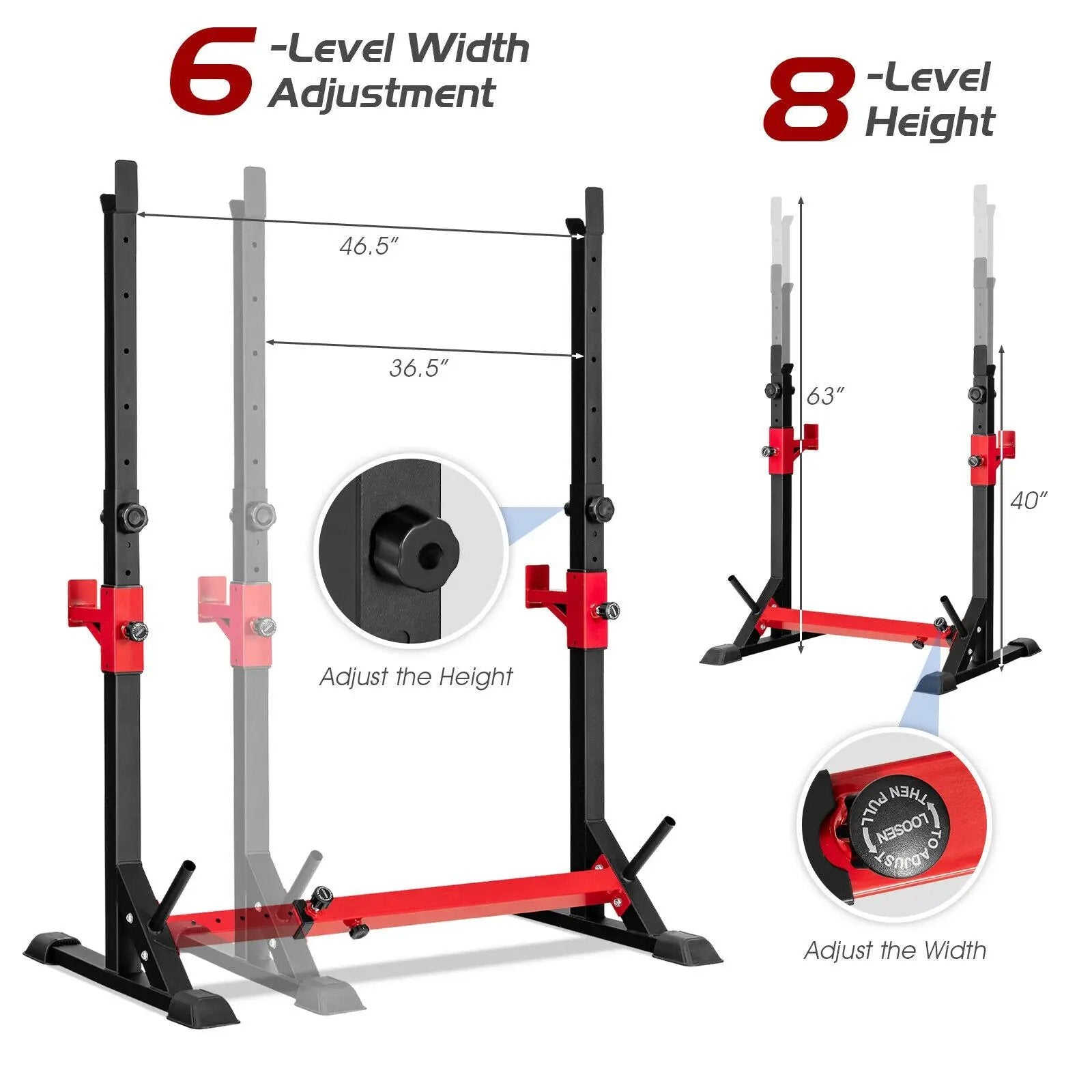 Adjustable Squat Rack Stand for Home Gym Fitness by DirectDeals
