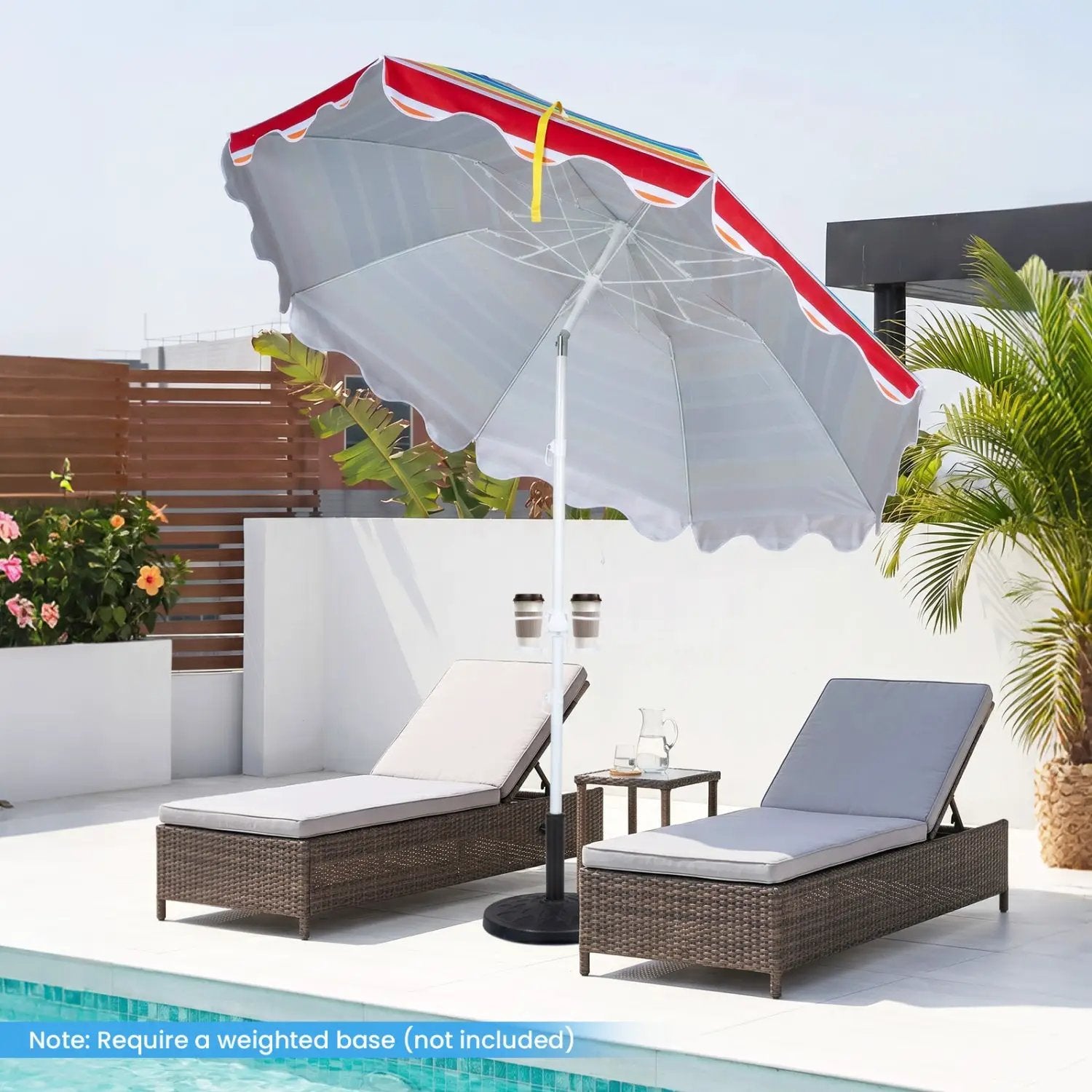 Beach Umbrella 6.5 FT with UPF 50+ Sun Protection & Sand Anchor by DirectDeals