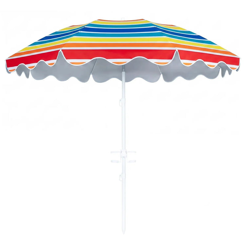 Beach Umbrella 6.5 FT with UPF 50+ Sun Protection & Sand Anchor by DirectDeals