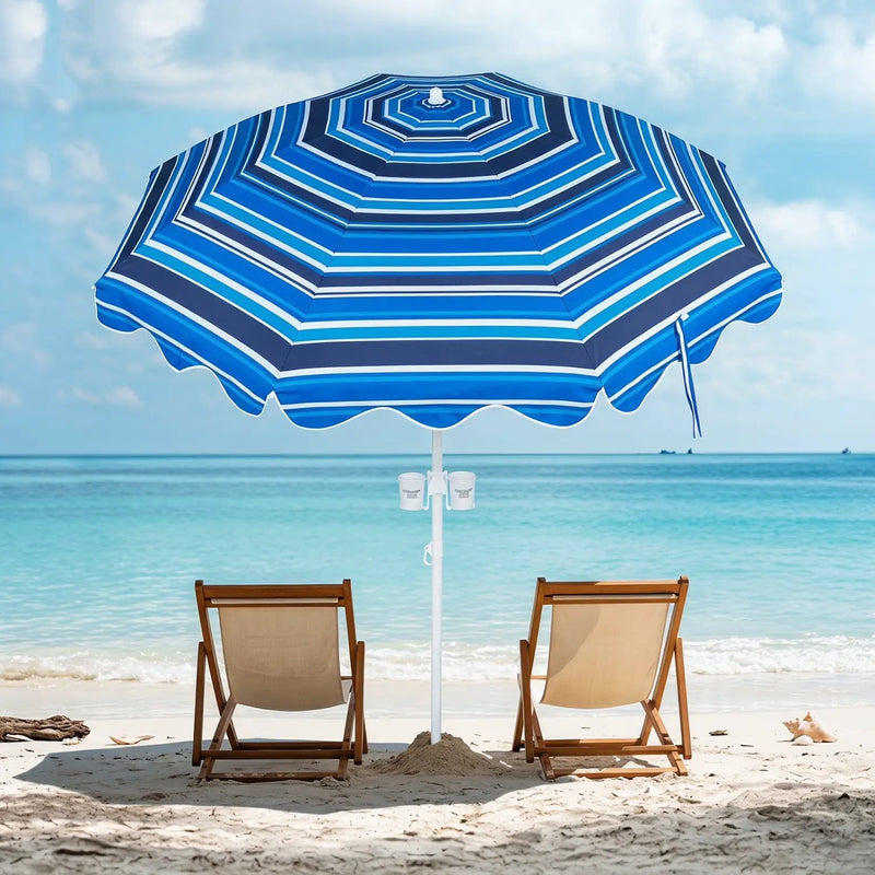 Beach Umbrella 6.5 FT with UPF 50+ Sun Protection & Sand Anchor by DirectDeals