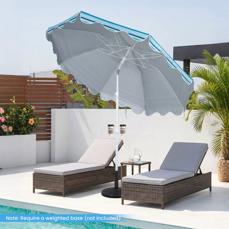 Beach Umbrella 6.5 FT with UPF 50+ Sun Protection & Sand Anchor by DirectDeals