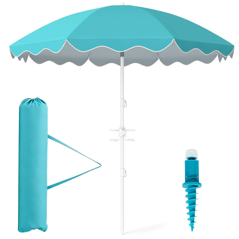 Beach Umbrella 6.5 FT with UPF 50+ and Sand Anchor by DirectDeals