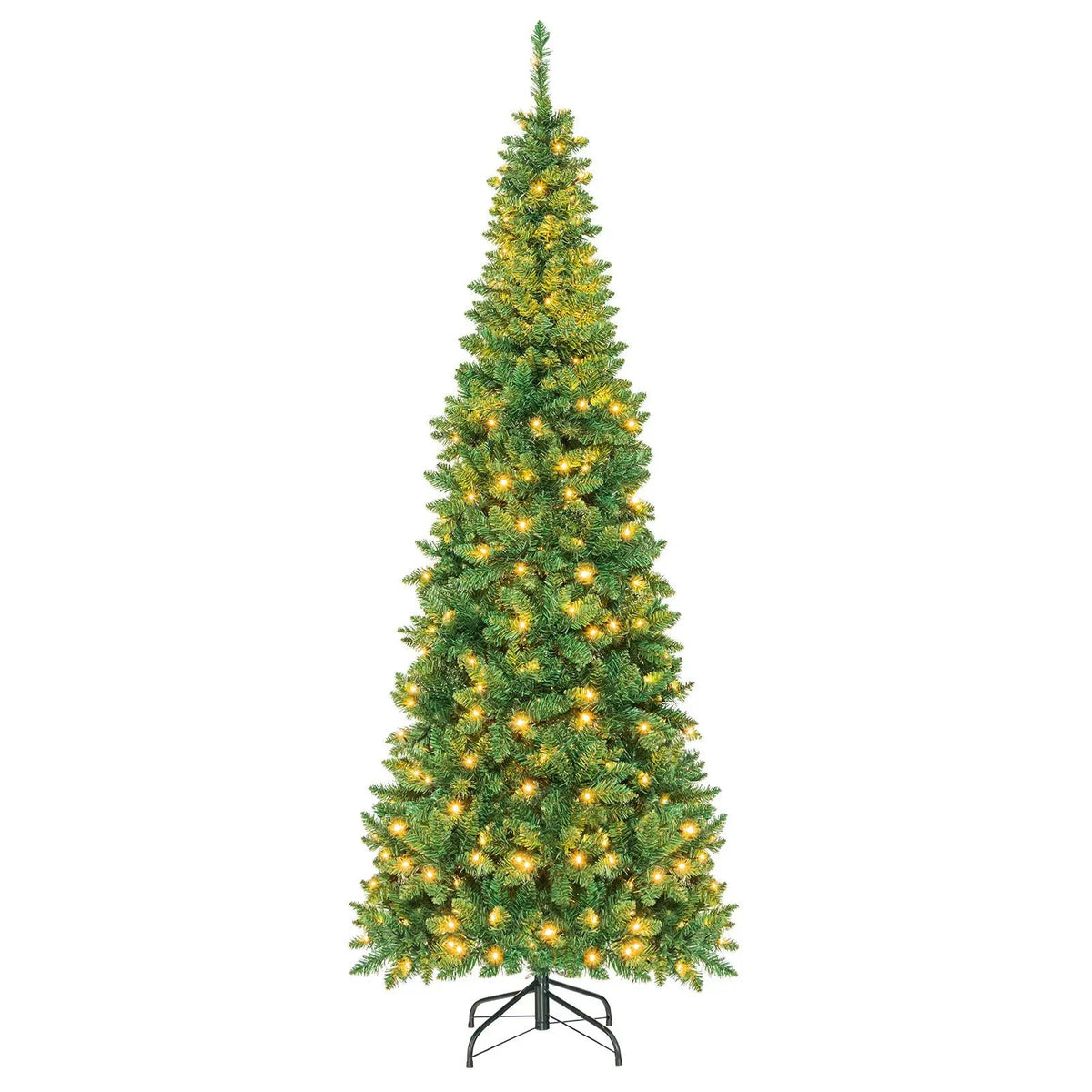 4.5 ft Pre-Lit Premium Hinged Artificial Fir Pencil Christmas Tree with LED Lights by DirectDeals