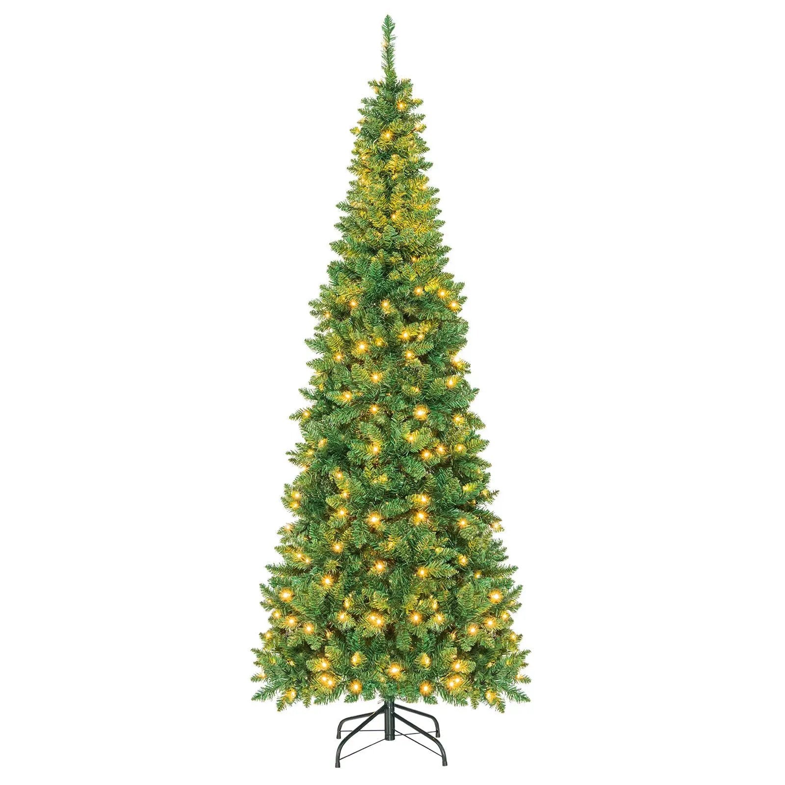 4.5 ft Pre-Lit Premium Hinged Artificial Fir Pencil Christmas Tree with LED Lights by DirectDeals