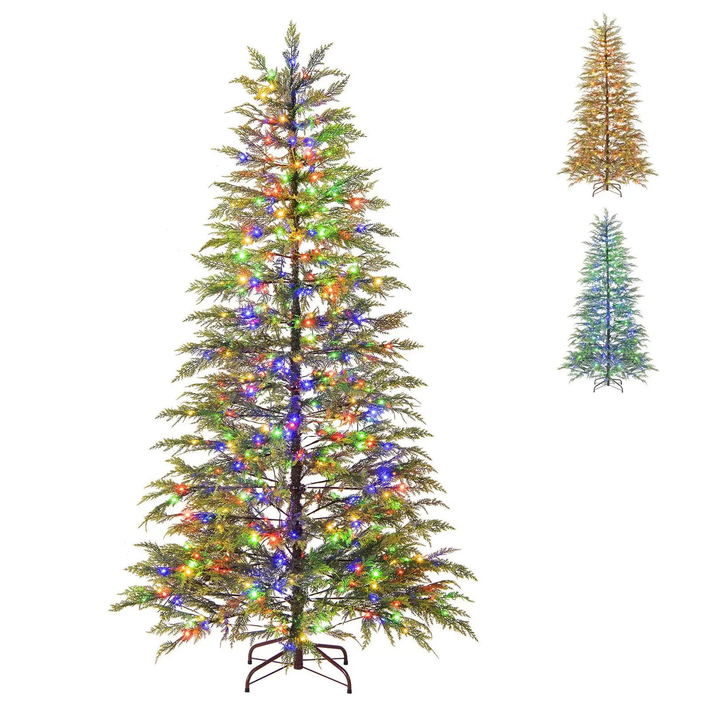 7.5 Feet Artificial Christmas Tree with Branch Tips and Colorful LED Lights by DirectDeals