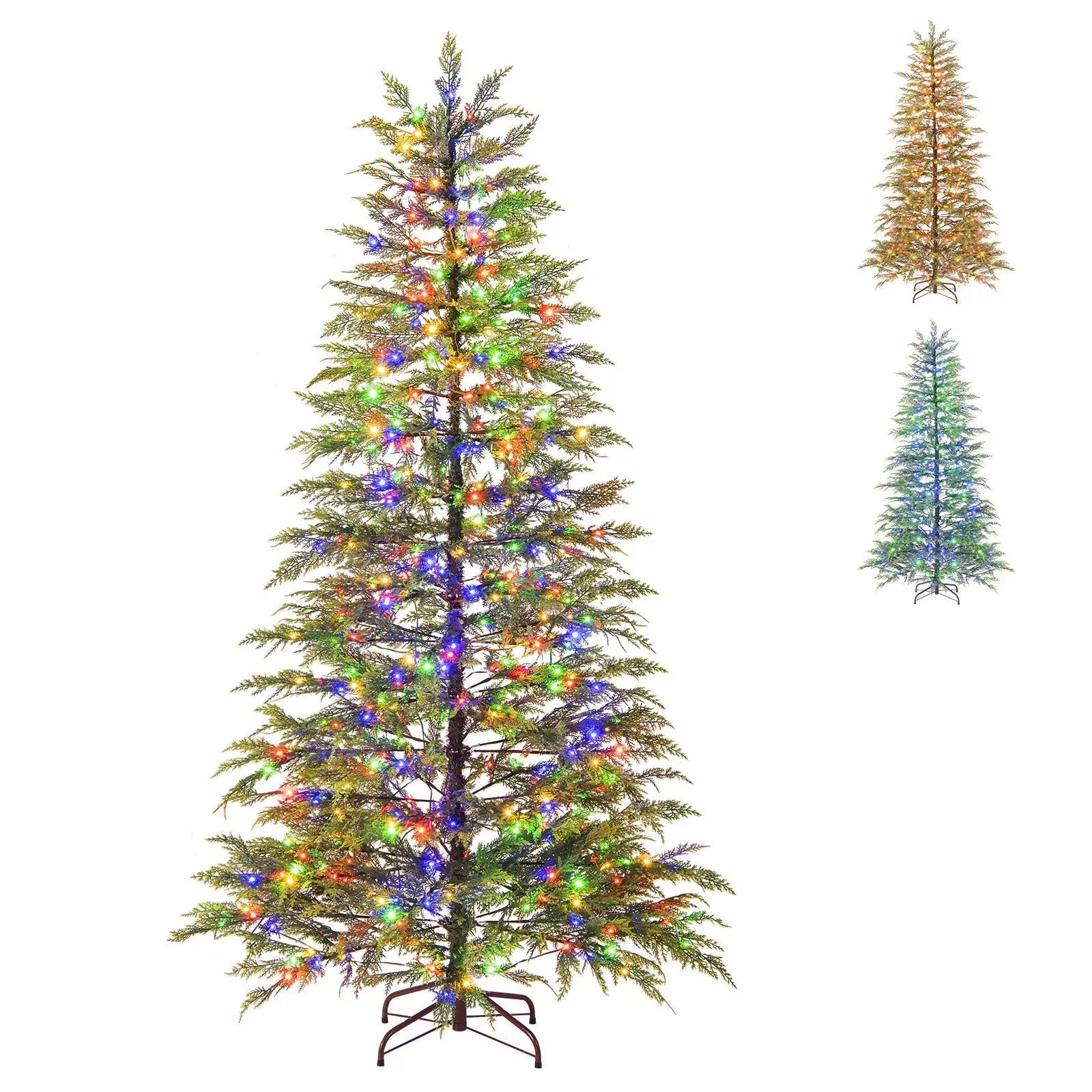 7.5 Feet Artificial Christmas Tree with Branch Tips and Colorful LED Lights by DirectDeals