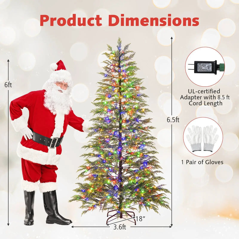 7.5 Feet Artificial Christmas Tree with Branch Tips and Colorful LED Lights by DirectDeals