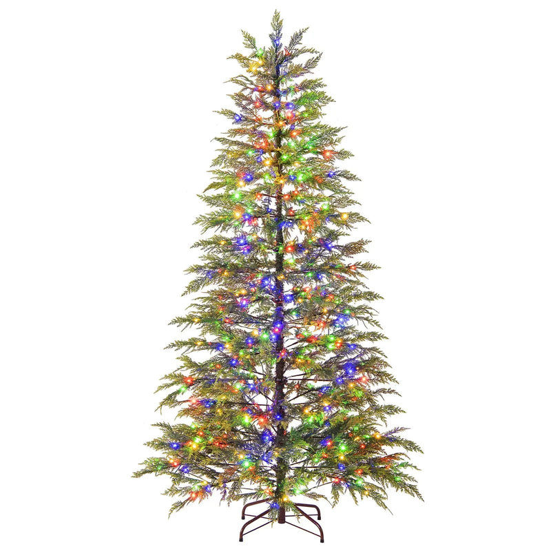 7.5 Feet Artificial Christmas Tree with Branch Tips and Colorful LED Lights by DirectDeals