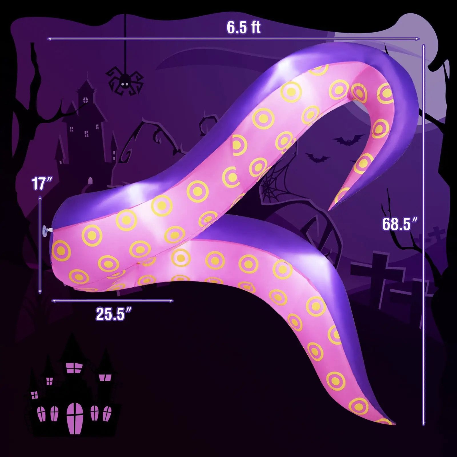 6.5 Ft Inflatable Tentacles with LED Lights and Suction Cups by DirectDeals