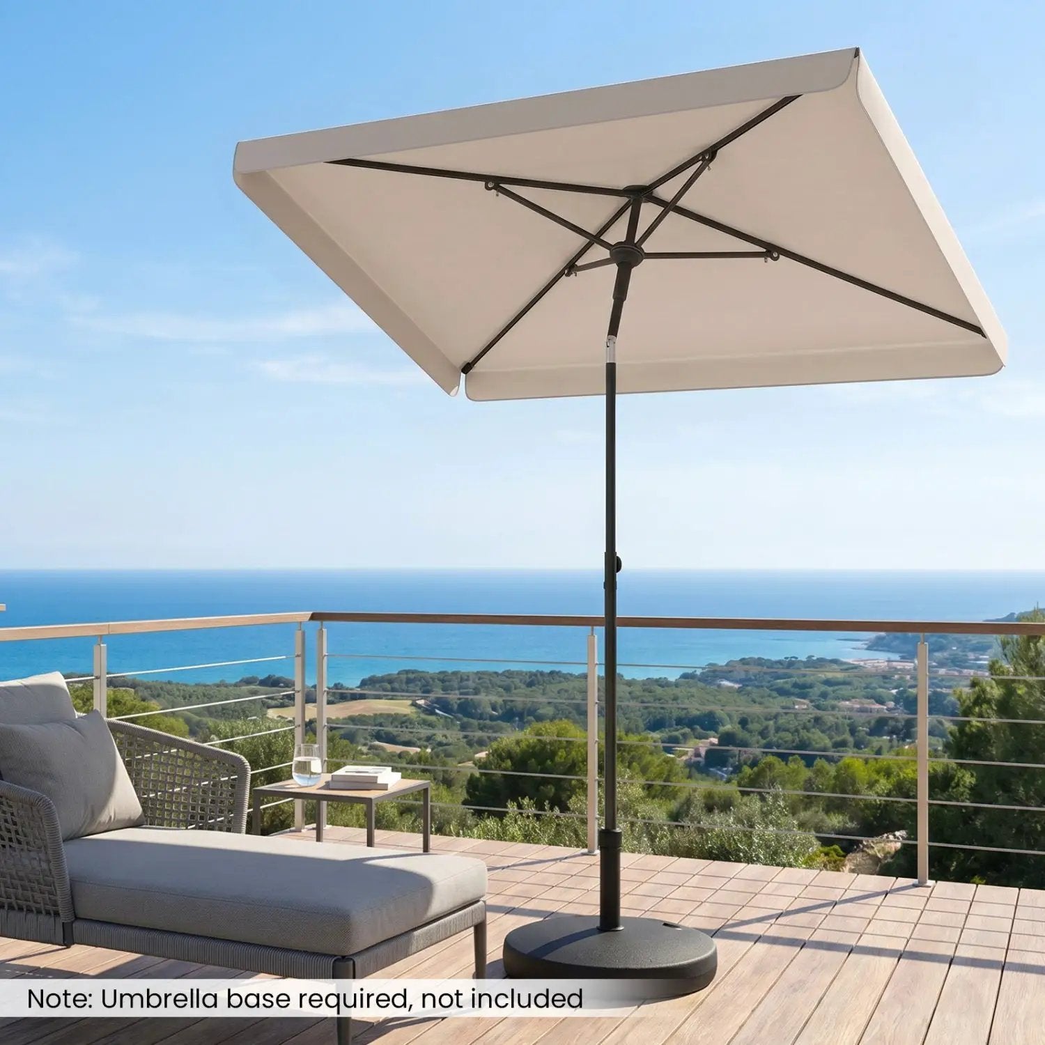 Rectangular Patio Umbrella 6.5 x 4.3 Ft with Tilt Adjustment by DirectDeals