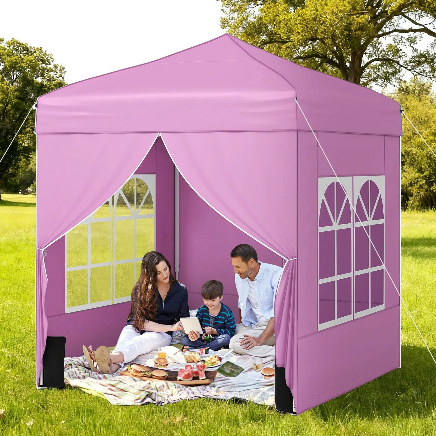 6.5 x 6.5 FT Pop up Canopy Tent with 4 Sidewalls and Wheeled Bag by DirectDeals