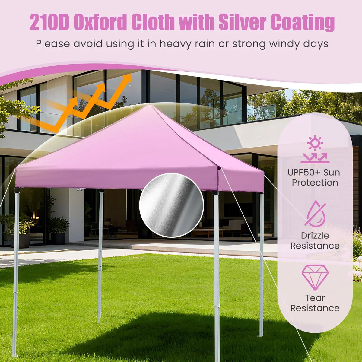 6.5 x 6.5 FT Pop up Canopy Tent with 4 Sidewalls and Wheeled Bag by DirectDeals