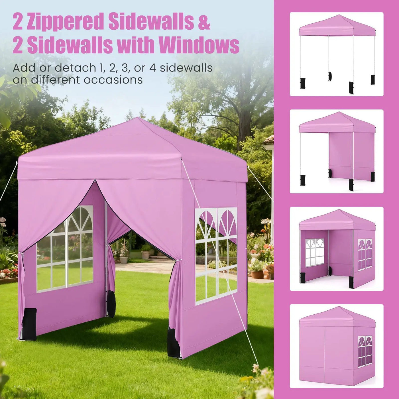 6.5 x 6.5 FT Pop up Canopy Tent with 4 Sidewalls and Wheeled Bag by DirectDeals
