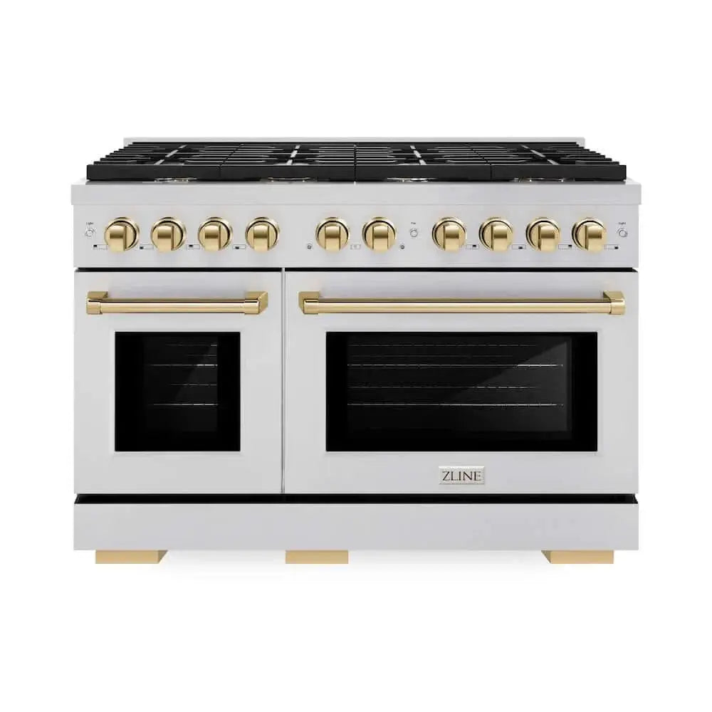 ZLINE 48"Gas Range, Convection Oven Stainless Steel, Gold, SGRZ-48-G by Farmhouse Kitchen and Bath
