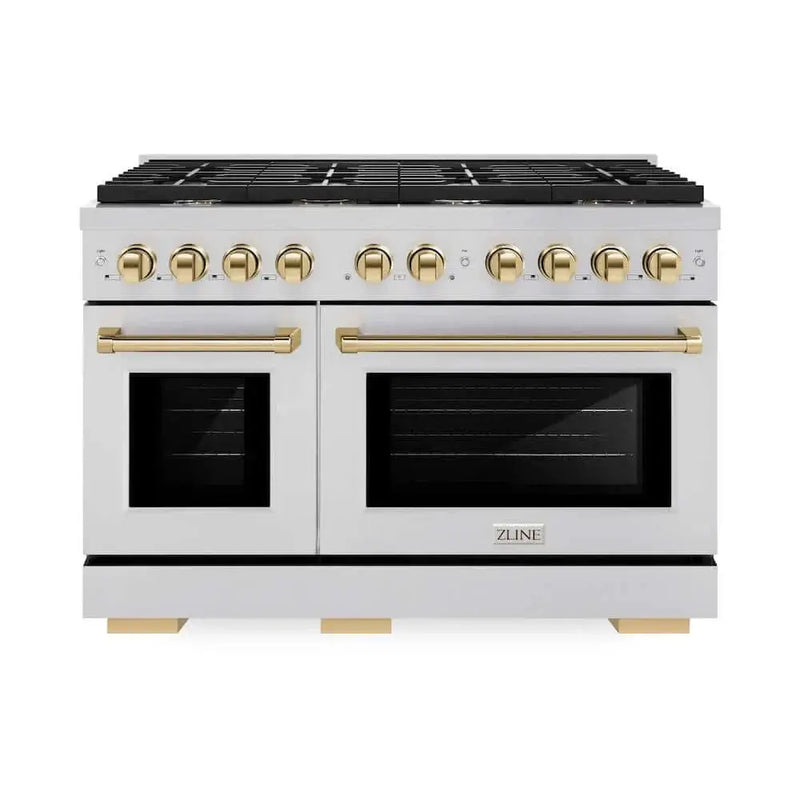 ZLINE 48"Gas Range, Convection Oven Stainless Steel, Gold, SGRZ-48-G by Farmhouse Kitchen and Bath