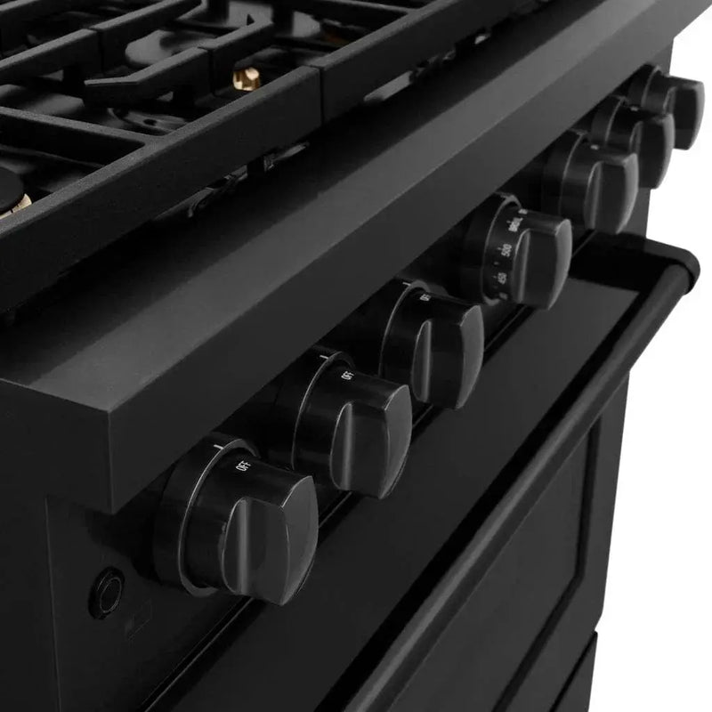 ZLINE 36 in.Gas Range, Convection Gas Oven, Brass Burner, Black Stainless Steel, SGRB-BR-36 by Farmhouse Kitchen and Bath
