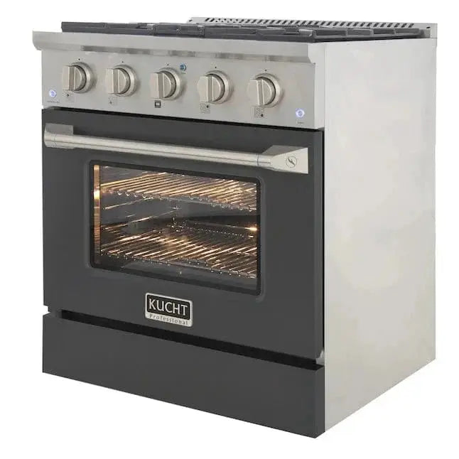 Kucht 30" Gas Range in Stainless Steel with Grey Oven Door, KNG301-GR by Farmhouse Kitchen and Bath