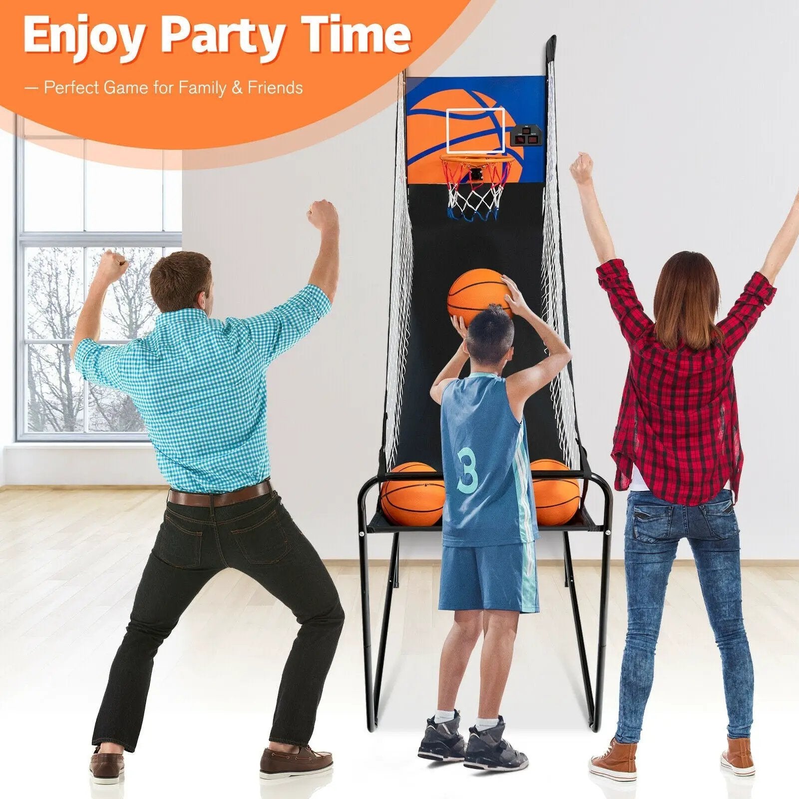 Foldable Single Shot Basketball Arcade Game with Electronic Scorer and Basketballs by DirectDeals