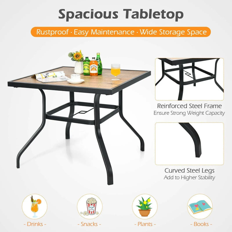 Patio Metal Square Dining Table for Garden and Poolside by DirectDeals