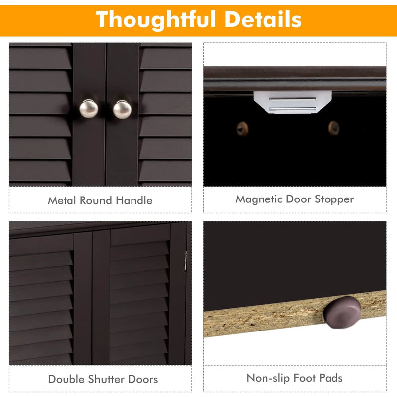 Bathroom Corner Storage Freestanding Floor Cabinet with Shutter Door by DirectDeals