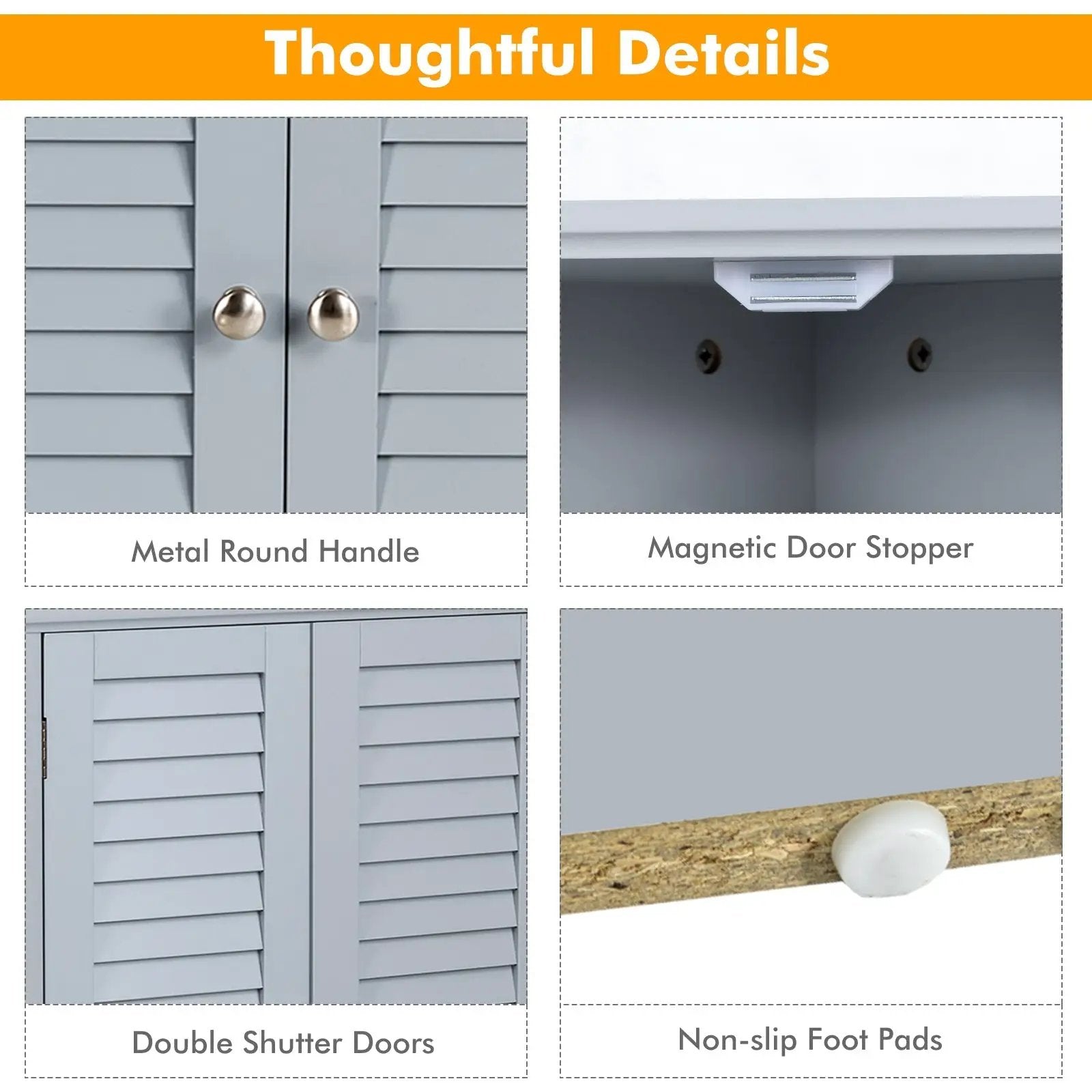 Bathroom Corner Storage Freestanding Floor Cabinet with Shutter Door by DirectDeals