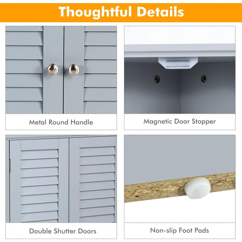 Bathroom Corner Storage Freestanding Floor Cabinet with Shutter Door by DirectDeals