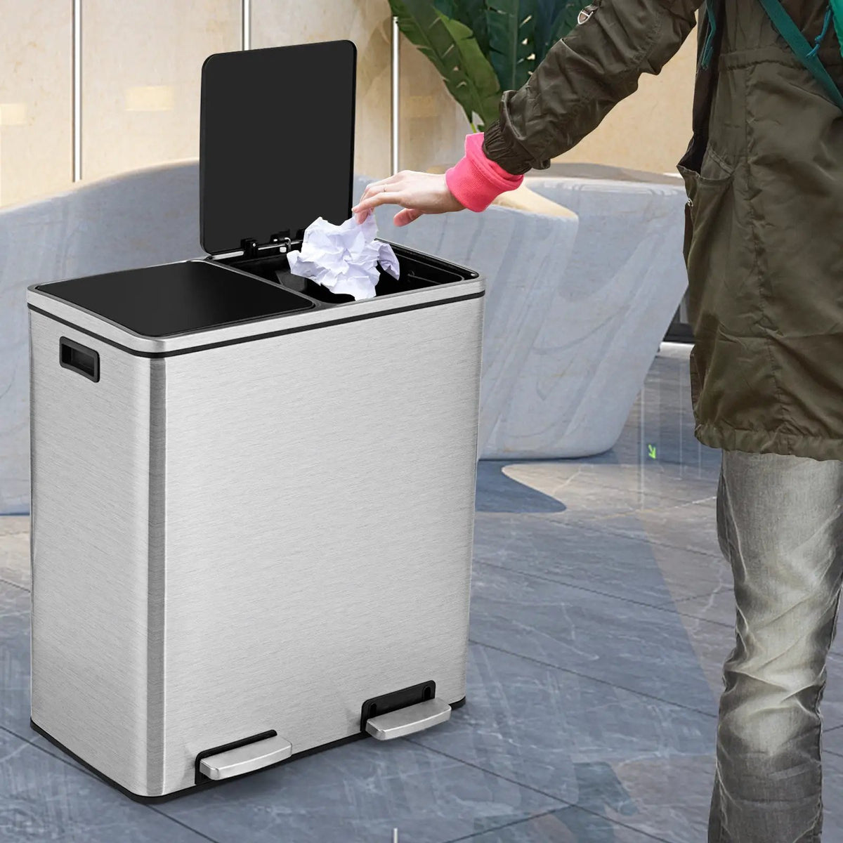 16 Gallon Dual Step Trash Can by DirectDeals