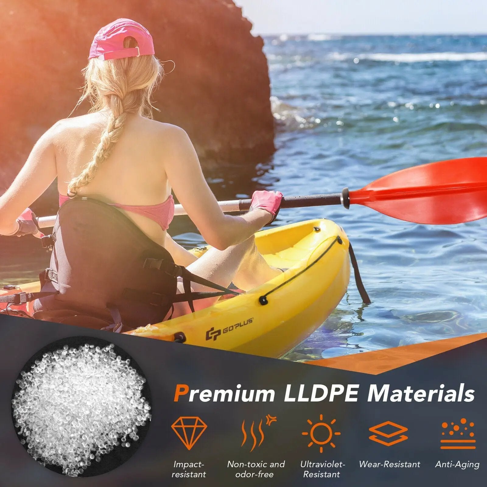 Single Sit-on-Top Kayak with Detachable Aluminum Paddle-Yellow by DirectDeals