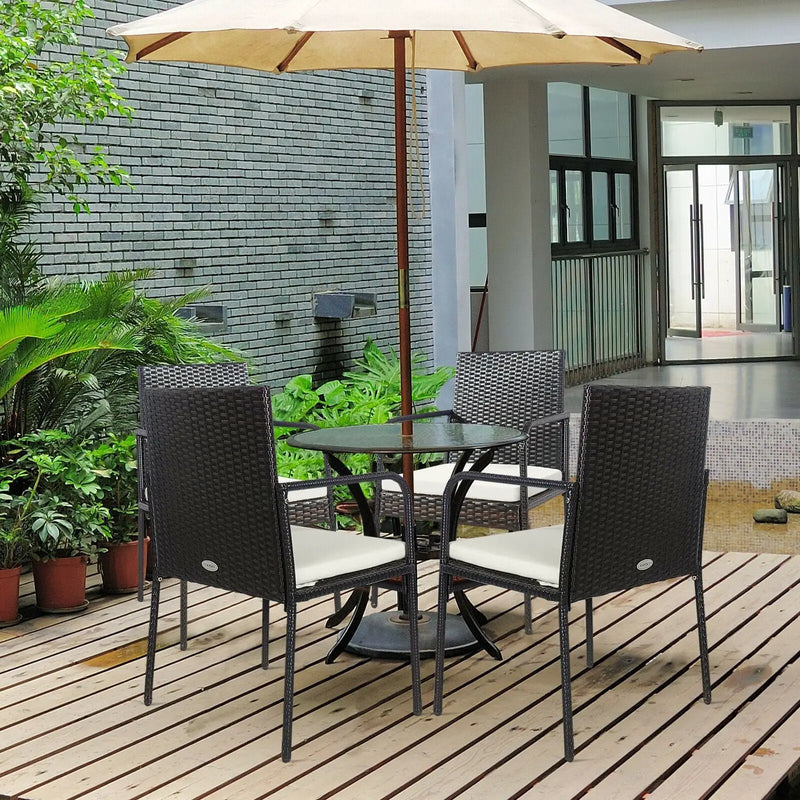 4 Pieces Patio Wicker Rattan Dining Set with Comfy Cushions by DirectDeals