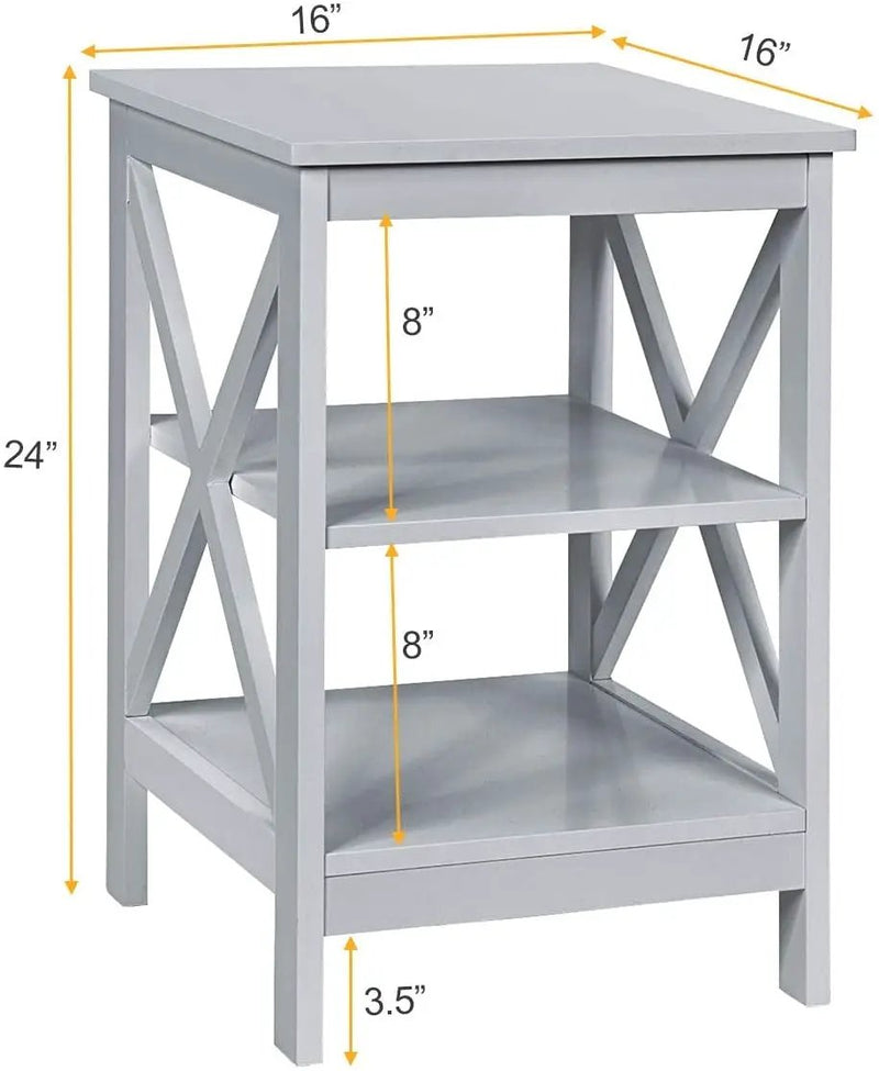 3-Tier X-Design Nightstands with Storage Shelves for Living Room Bedroom by DirectDeals