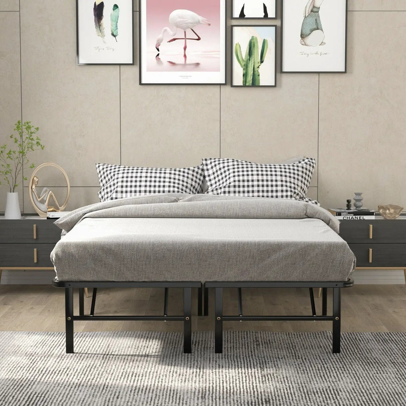 Twin/Full/Queen Size Foldable Metal Platform Bed with Tool-Free Assembly by DirectDeals