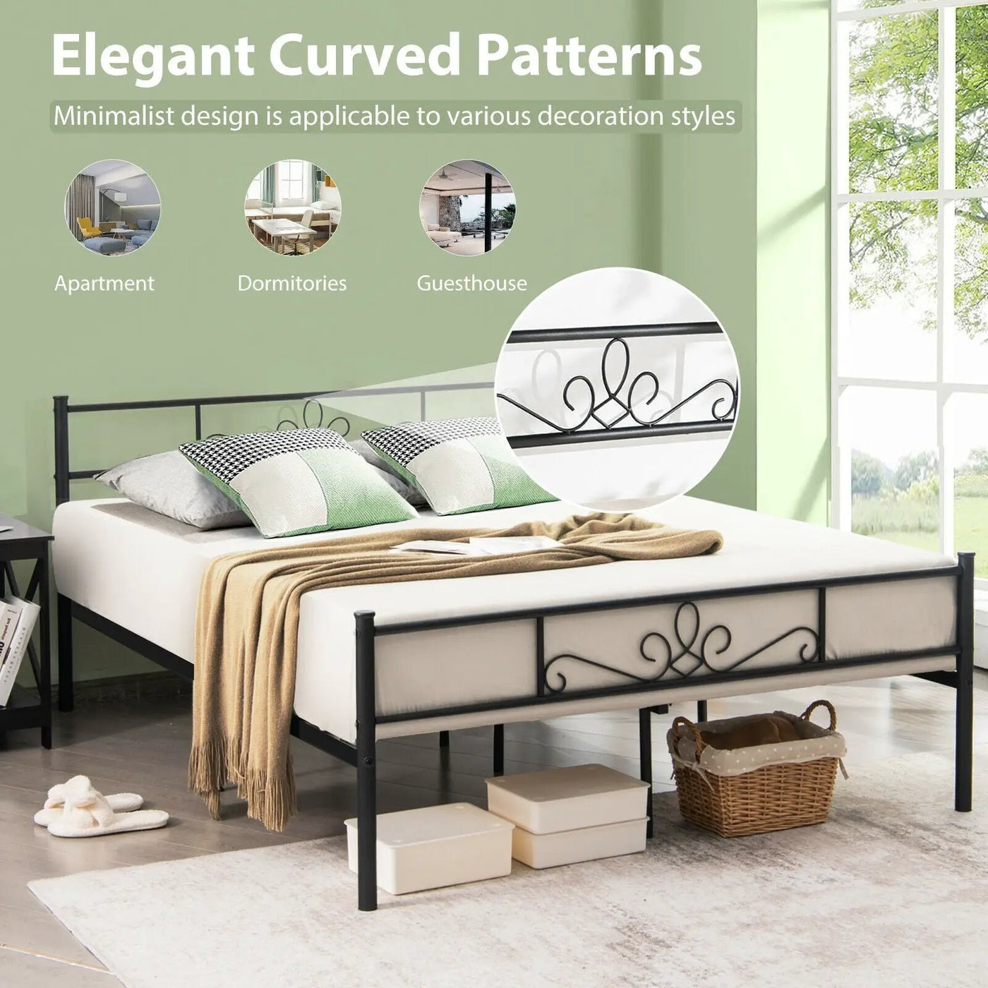 Twin/Full/Queen Size Metal Bed Frame with Headboard and Footboard by DirectDeals