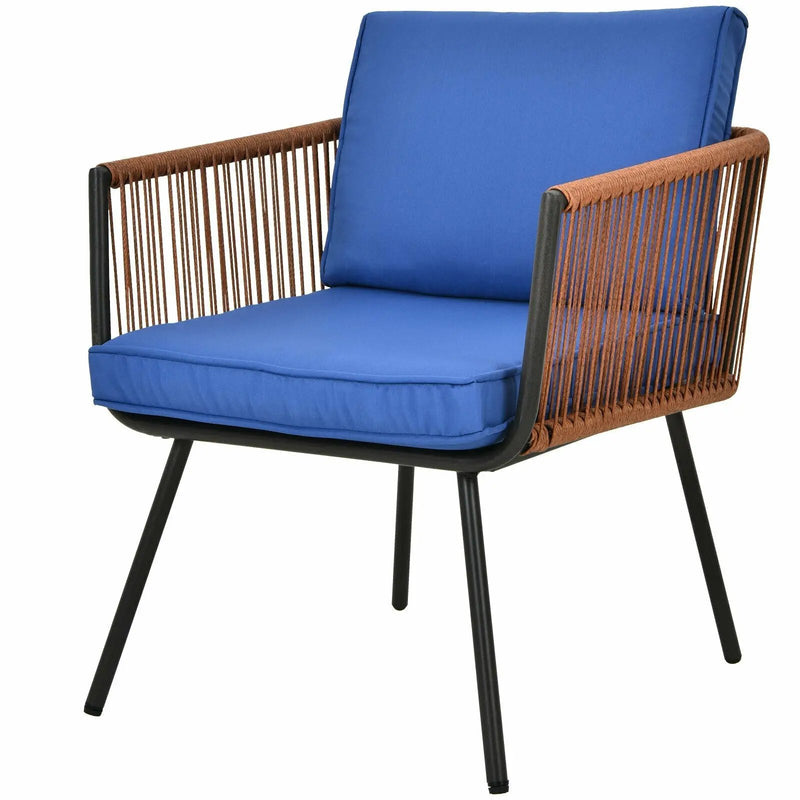 3 Pieces Patio Bistro Furniture Set with Armrest and Soft Cushions by DirectDeals