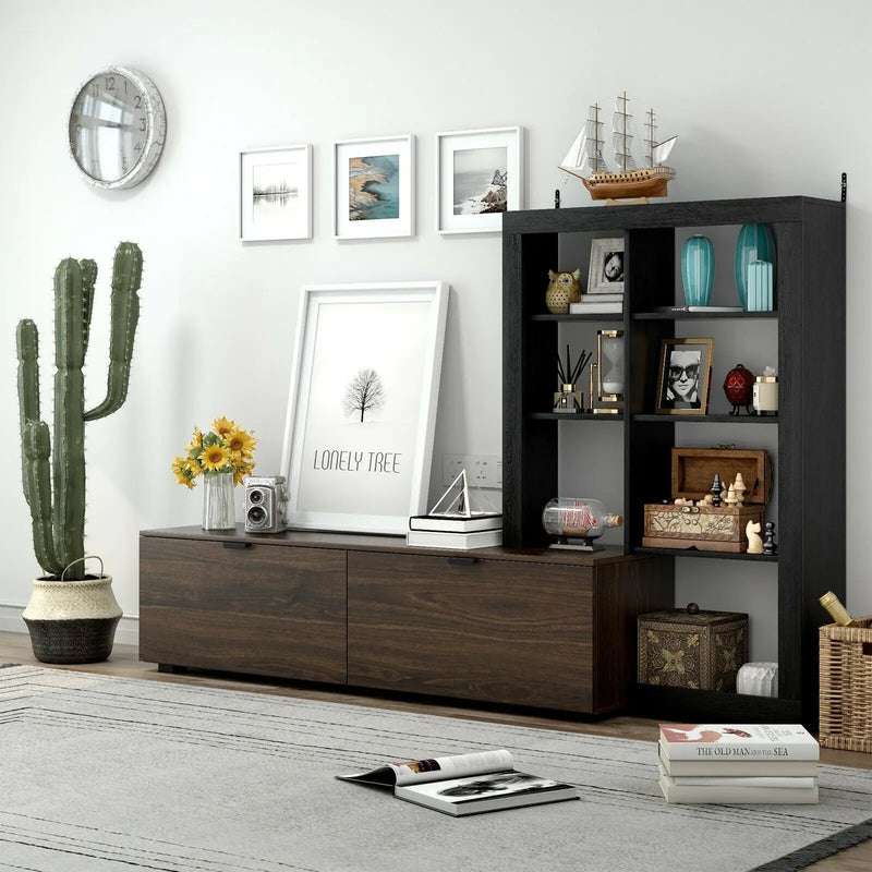 2-In-1 TV Stand with 4-tier Bookshelf for TVs up to 50 Inch by DirectDeals