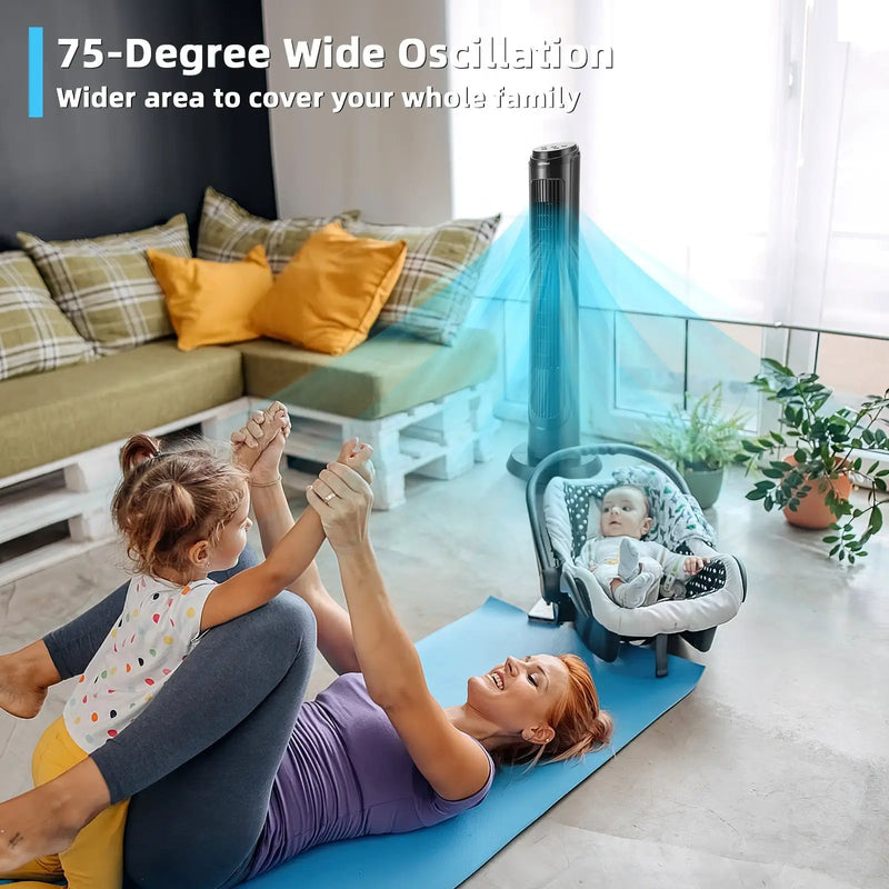 40 Inch Tower Fan with Remote 75Àö Oscillating Fan with 3 Wind Modes and 4 Wind Speeds-Black by DirectDeals