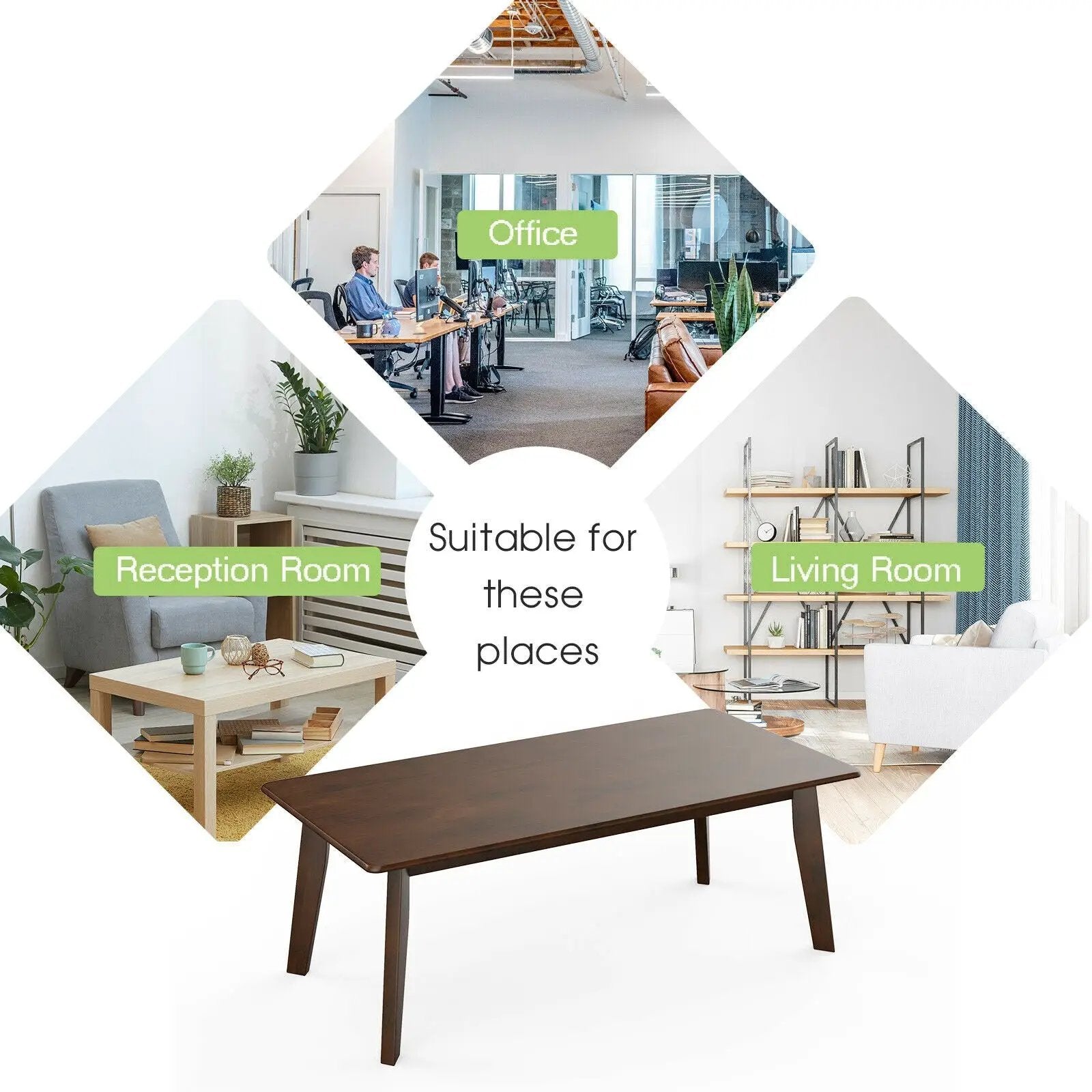 Rectangular Modern Wooden Coffee Table with Rubber Leg by DirectDeals