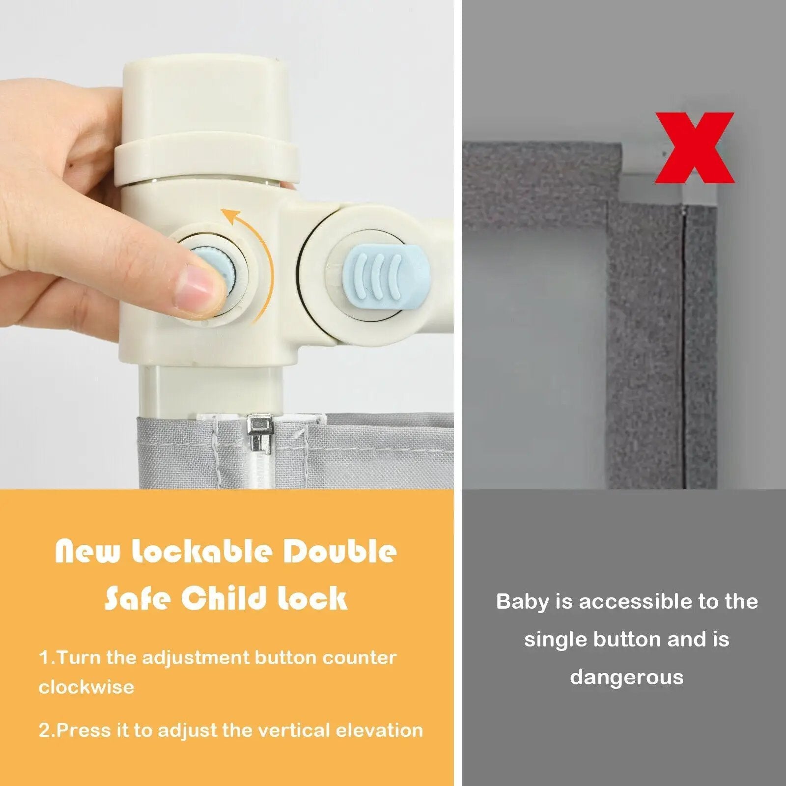 69 Inch Toddlers Vertical Lifting Baby Bedrail Guard with Lock by DirectDeals