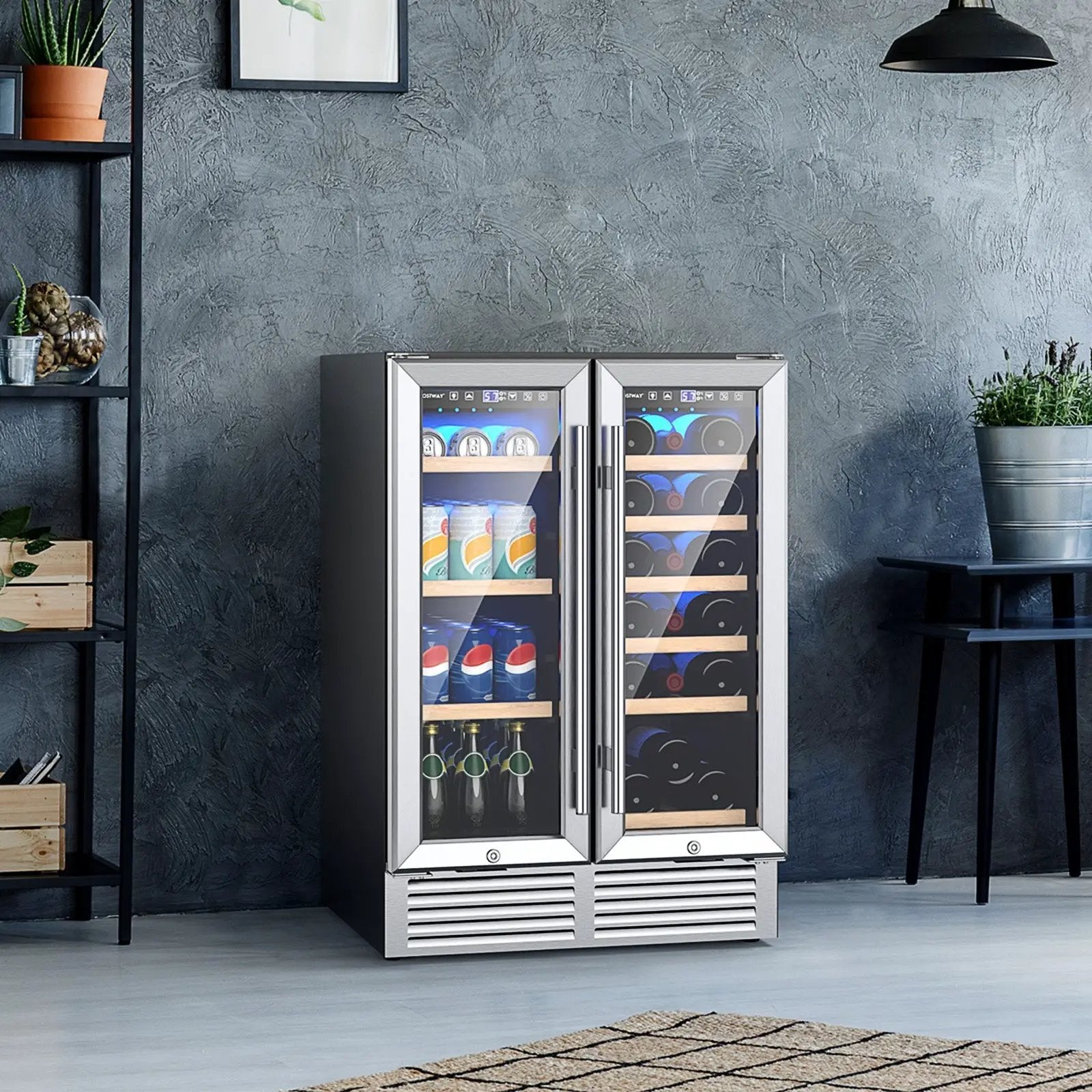 24 Inch Dual Zone Wine and Beverage Cooler-Silver by DirectDeals