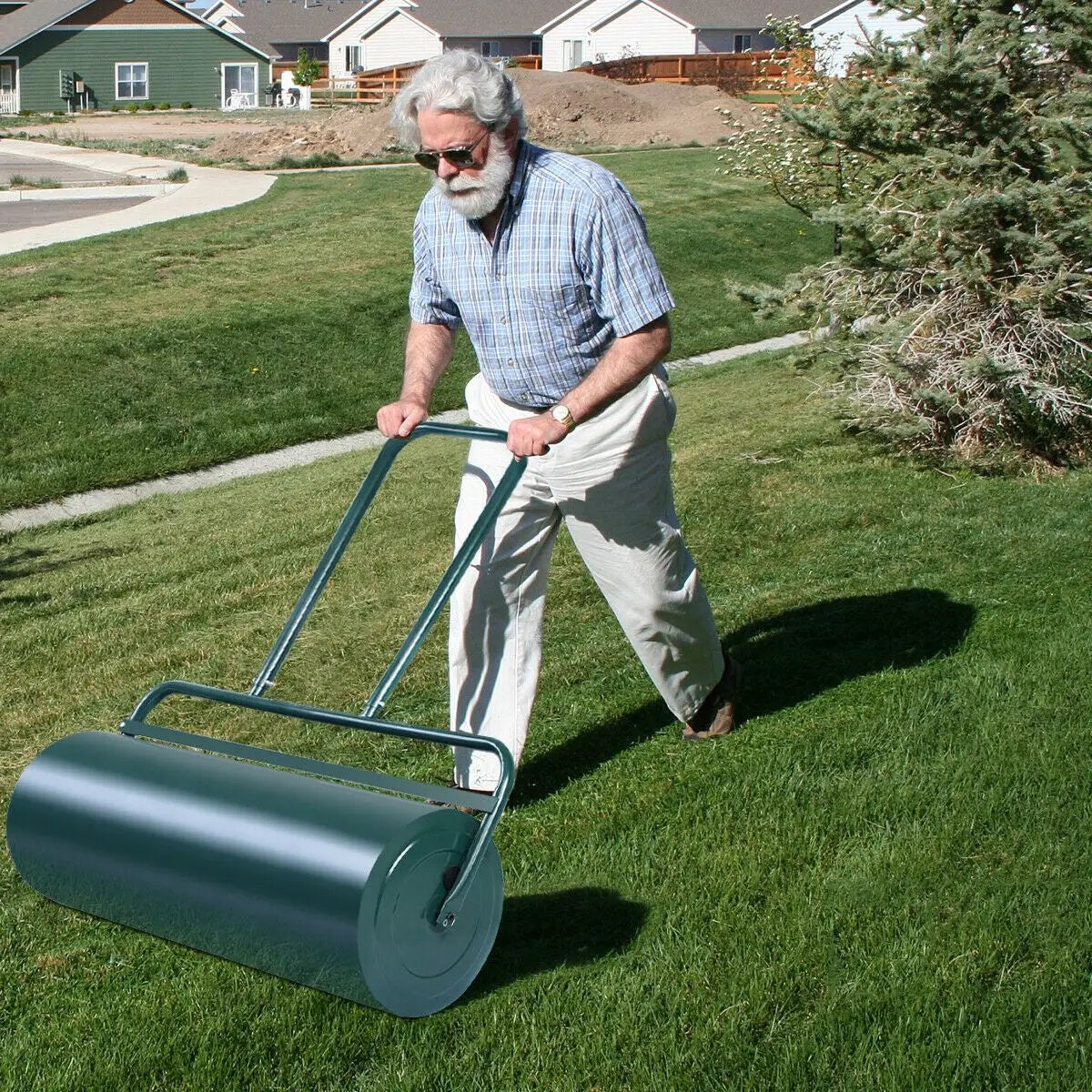 24 x 13 Inch Tow Lawn Roller Water Filled Metal Push Roller by DirectDeals