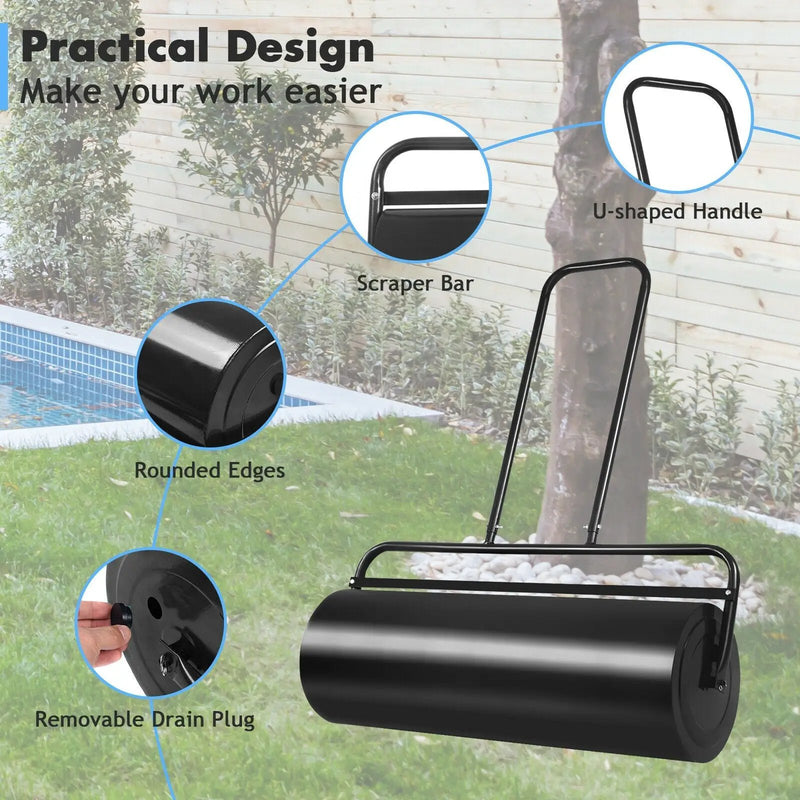 36 x 12 Inch Tow Lawn Roller Water Filled Metal Push Roller by DirectDeals