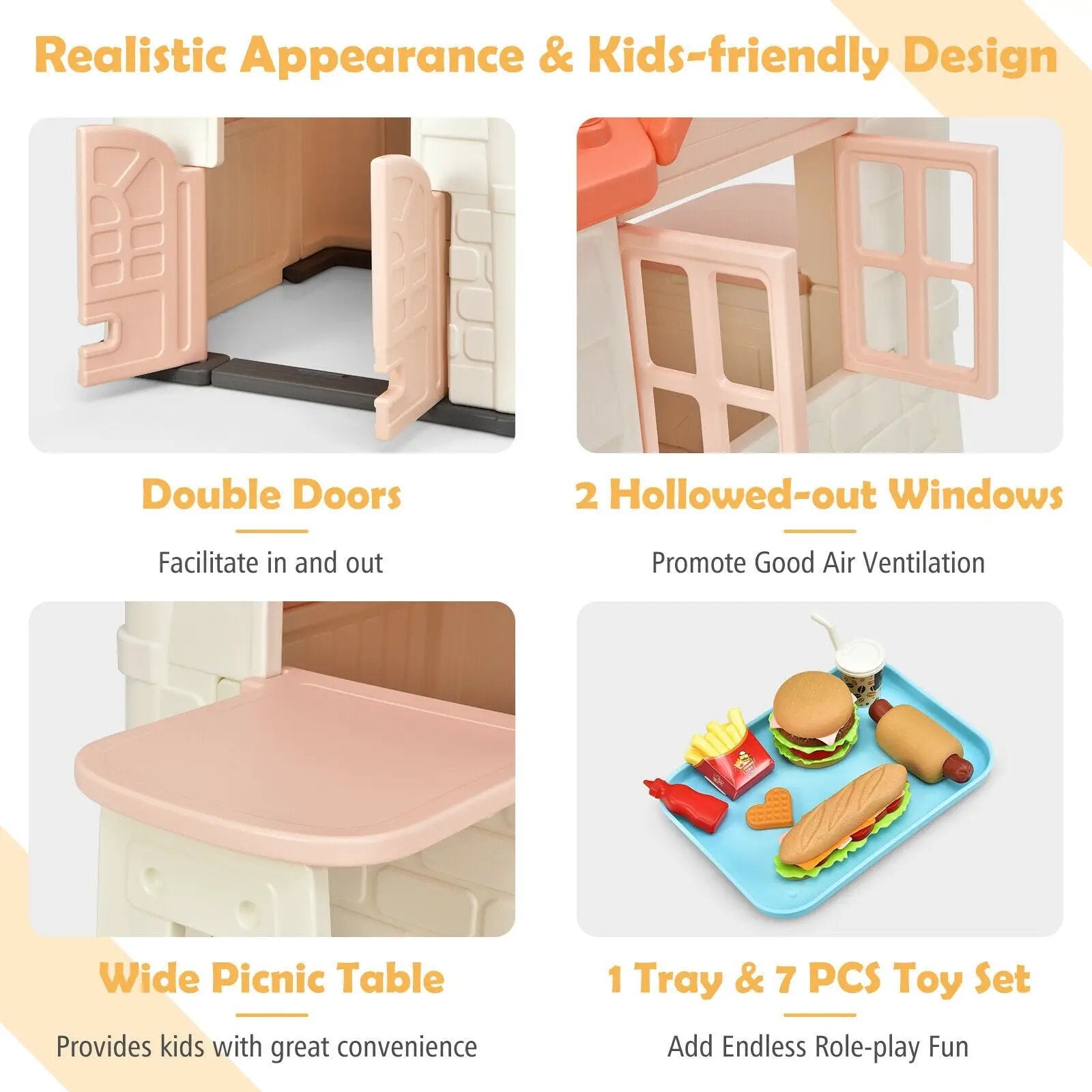 Kid’s Playhouse Pretend Toy House For Boys and Girls 7 Pieces Toy Set by DirectDeals