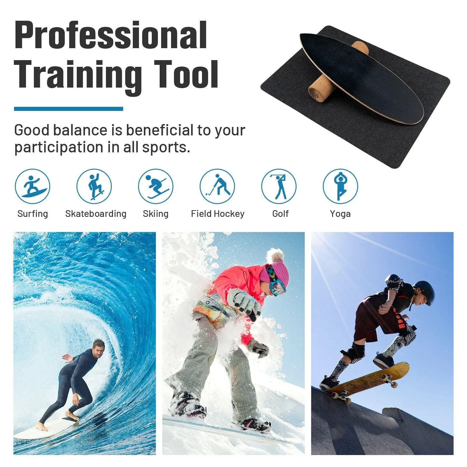 Balance Board Trainer for Core Strength-Black by DirectDeals