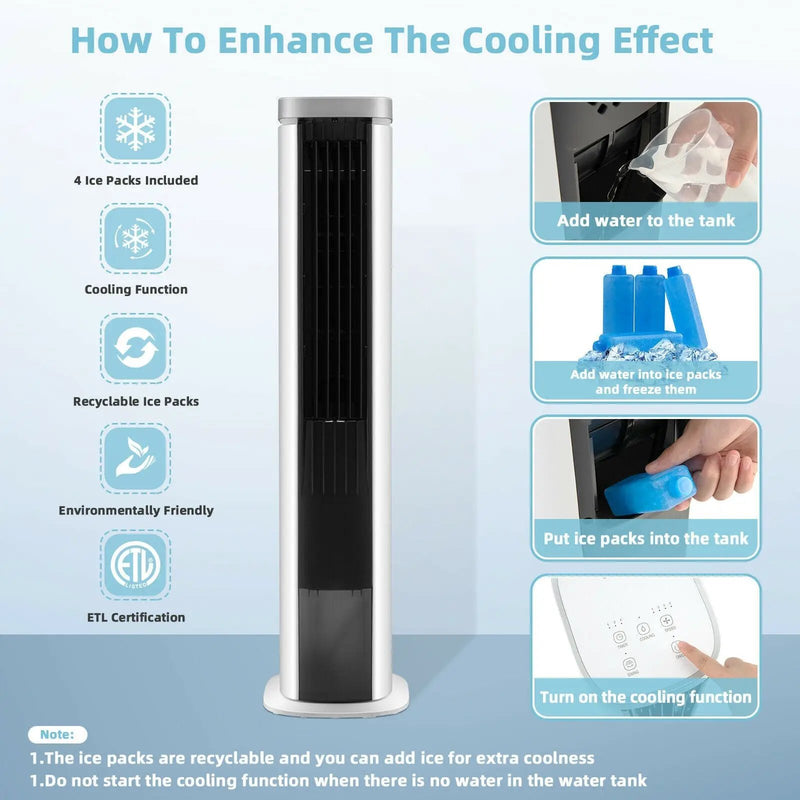 3-In-1 Portable Evaporative Air Cooler with Timer-White by DirectDeals